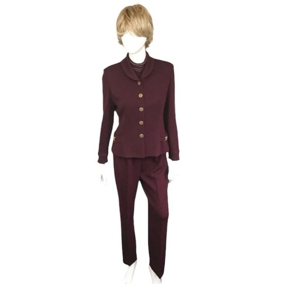 St. John Collection Vintage Top Jacket & Pants 3 Piece Santana Wool Set 6